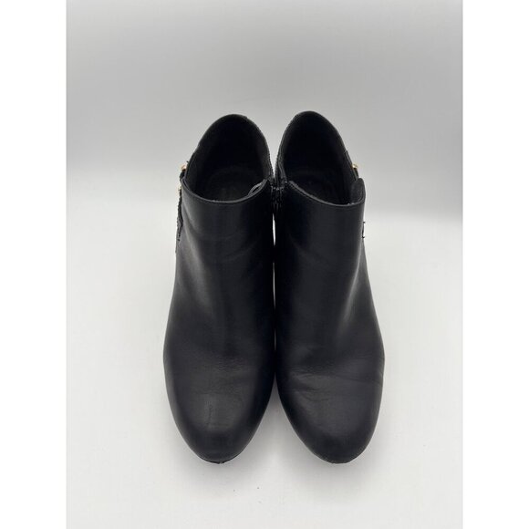 Clarks Womens Black Leather Ankle Booties Size 7 With Buckle & Zip Closure - Picture 1 of 6